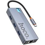 Концентратор HUB USB 3.1 HOCO HB51 (6942007647304) Type-C --> HDMI +RJ45+3*USB3.0 +PD Type-C питание - фото