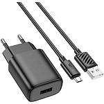 Изображение Сетевое ЗУ Hoco C134A Solid Black (6942007621335) 1*USB-A, 12W + Cable Micro-USB Фото Сетевое ЗУ Hoco C134A Solid Black (6942007621335) 1*USB-A, 12W + Cable Micro-USB