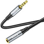 Фото Кабель HOCO UPA20 Gray (6931474762153) Аудио 4-pin 3,5mm джек/3,5mm разъем, 1м, удлинитель #3