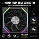 Изображение Вентилятор 120мм GAMEMAX FN12A-N2-R, Black, 4pin/3pin, ARGB, PWM, Реверсивний #1 Фото Вентилятор 120мм GAMEMAX FN12A-N2-R, Black, 4pin/3pin, ARGB, PWM, Реверсивний #1