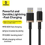 Фото Кабель Baseus P10377802U01-02 Dura USB/Type-C, 60W, 2м, Gold+Black #7