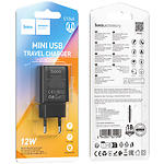 Фото Сетевое ЗУ Hoco C134A Solid Black (6942007621298) 1*USB-A, 12W #1