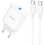 фото Мережевий ЗП Hoco C104A Stage White (6931474782915) USB-C , QC3.0, PD20W + кабель Type-C