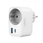 Изображение Сетевое ЗУ Gembird TA-ACPDQC20-01-W, розетка CEE7-7 + USB-A + Type-C, PD 20W Фото Сетевое ЗУ Gembird TA-ACPDQC20-01-W, розетка CEE7-7 + USB-A + Type-C, PD 20W