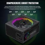 Фото Блок питания GAMEMAX RGB 1050G, 1050W, модульный, 80+Gold, RGB smart fan 140 #4