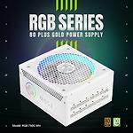 Фото Блок питания GAMEMAX RGB 750G WH, 750W, модульный, 80+Gold, RGB smart fan 140 #1
