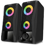 Акустическая система REAL-EL S-107 black (EL121100017), 2*3W speaker, mini-jack 3,5/USB, RGB - фото