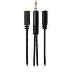 Фото Кабель HATOR Hypergang (ACC-214) 0.2м, Black, 3.5мм Аудио 4pin джек/2*3pin розетка