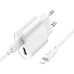 Фото Сетевое ЗУ Hoco C109A Fighter White (6942007656726) USB-A + USB-C, PD20W, QC3.0 + кабель Lightning #2