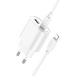 Фото Сетевое ЗУ Hoco C109A Fighter White (6942007656726) USB-A + USB-C, PD20W, QC3.0 + кабель Lightning #5