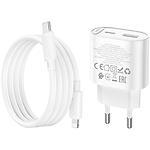 Фото Сетевое ЗУ Hoco C109A Fighter White (6942007656726) USB-A + USB-C, PD20W, QC3.0 + кабель Lightning #6