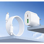 Фото Сетевое ЗУ Hoco C109A Fighter White (6942007656726) USB-A + USB-C, PD20W, QC3.0 + кабель Lightning #7