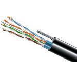 Фото Кабель бухта F/UTP ЗЗКМ 70910401, 305м, CAT5e, PE, 4х2х24 AWG с тросом, чорний