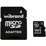Фото microSD XC 64Gb Wibrand UHS-I U3 class 10 (WICDXU3/64GB-A) з перехідником
