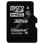 Изображение microSD HC 32Gb KINGSTON Class4 (без переходника, SDC4/32GBSP) Фото microSD HC 32Gb KINGSTON Class4 (без переходника, SDC4/32GBSP)