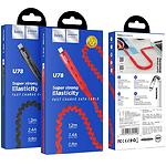 Фото Кабель HOCO U78 Black (6931474721501) USB/Micro-USB, 0.8-1.2м elastic, 2.4A, nylon+TPE #5