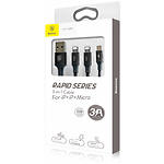 Фото Кабель Baseus CAMLL-SU01 Rapid 3-in-1 USB/Dual Lightning+Micro, 1.2м, Black 3A #1