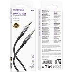 Фото Звуковий перехідник BOROFONE BL24 Grey (6941991118968) 3.5mm male на 3.5mm male AUX Audio, 1м, nylon #1