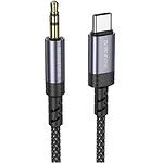 Звуковий перехідник BOROFONE BL24 Grey (6941991118982) Type-C male на AUX 3.5mm male Audio,1м, nylon - фото