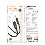 Фото Звуковий перехідник BOROFONE BL22 Black (6941991117749) Lightning male на AUX 3.5mm male Audio, 1м #1