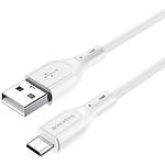 Фото Кабель BOROFONE BX66 White (6974443382433) USB/Micro-USB,1м, 2.4A, silicone