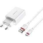 Мережевий ЗП BOROFONE BA21A White (6931474702487) 1*USB-A, QC3.0, 18W, Cable Type-C - фото