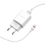 Фото Мережевий ЗП BOROFONE BA20A White (6931474700728) 1*USB-A, 2.1A + Cable Lightning