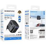 Фото Мережевий ЗП BOROFONE BAC12 Black (6941991117152) 2*USB-A + USB-C, 12W, вилки US,EU,UK,AUS #1