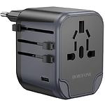 Фото Мережевий ЗП BOROFONE BAC12 Black (6941991117152) 2*USB-A + USB-C, 12W, вилки US,EU,UK,AUS #2