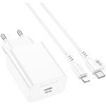 Фото Мережевий ЗП BOROFONE BA21A Pro White (6941991111419) 1*USB-C, QC, PD 20W, Cable Lightning #2