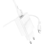 Фото Мережевий ЗП BOROFONE BA21A Pro White (6941991111419) 1*USB-C, QC, PD 20W, Cable Lightning #3