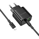 Фото Мережевий ЗП BOROFONE BA83A Black (6941991117350) USB-A + USB-C, QC3.0, PD 20W, Cable Lightning #2
