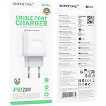 Фото Мережевий ЗП BOROFONE BA99A White (6941991121357) 1*USB-C, QC, PD 20W #1