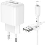 Фото Мережевий ЗП BOROFONE BAS41A White (6941991113758) 2*USB-A, 2.4A + Cable Lightning #3
