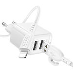 Фото Мережевий ЗП BOROFONE BAS41A White (6941991113758) 2*USB-A, 2.4A + Cable Lightning #4