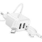 Фото Мережевий ЗП BOROFONE BAS41A White (6941991113765) 2*USB-A, 2.4A + Cable micro-USB #4