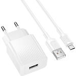 Фото Мережевий ЗП BOROFONE BAS71A White (6941991122606) 1*USB-A, 2.1A + Cable micro-USB