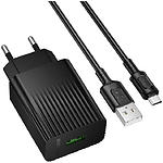 Фото Мережевий ЗП BOROFONE BAS72A Black (6941991122651) 1*USB-A, QC3.0, 18W, Cable micro-USB