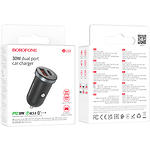 Фото Автомобільний зарядний пристрій BOROFONE BZ22 Black (6941991105180) USB-A+USB-C, QC3.0, PD30W #1