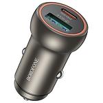 Автомобільний зарядний пристрій BOROFONE BZ32A Metal gray (6941991118579) USB-A+USB-C, QC3.0, PD30W - фото