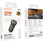 Фото Автомобільний зарядний пристрій BOROFONE BZ32A Metal gray (6941991118579) USB-A+USB-C, QC3.0, PD30W #1