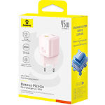 Фото Мережевий ЗП Baseus P10176800413-00 Pink PicoGo GaN Fast Charger, Type-C, PD 45W, QC #1