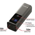 Зовнішній акумулятор Power Bank Verbatim (32269) 27000mAh Grey, 2*USB Type-C PD140W, USB-A QC3.0 18W - фото