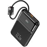 Зовнішній акумулятор Power Bank WUW Y158 Black, 10000mAh,Fast Charge,PD 22.5W,cable Type-C/Lightning - фото