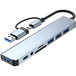 Концентратор HUB USB 3.1 Dynamode BYL-2218TU USB-C/A 3.1 -> USB3.0 + 3*USB2.0+ USB-C 2.0+ Audio + SD - фото