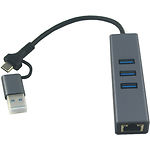 Фото Концентратор HUB USB 3.0 Dynamode DM-AD-GLAN-U3 Grey, USB-A/C -> 3* USB3.0 + RJ-45 GBLan, cable 13см #5