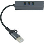 Фото Концентратор HUB USB 3.0 Dynamode DM-AD-GLAN-U3 Grey, USB-A/C -> 3* USB3.0 + RJ-45 GBLan, cable 13см #4