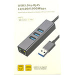 Фото Концентратор HUB USB 3.0 Dynamode DM-AD-GLAN-U3 Grey, USB-A/C -> 3* USB3.0 + RJ-45 GBLan, cable 13см #1