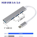 Фото Концентратор HUB USB 3.1 Dynamode DM-UH-311AC Silver, USB-A/C -> USB3.0 + 3* USB2.0 #5