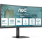 Фото AOC 34" CU34V5CW/BK VA Curved 3440x1440 21:9,3000:1,4мс,300кд/м2,100Гц,DP/HDMI,USB,WEB,Ауд.вих,2x5Вт